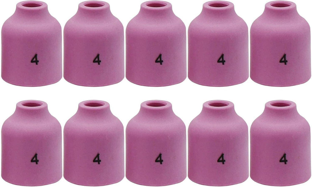 10-pack purple ceramic cups with open rims and '4' marking on faces.