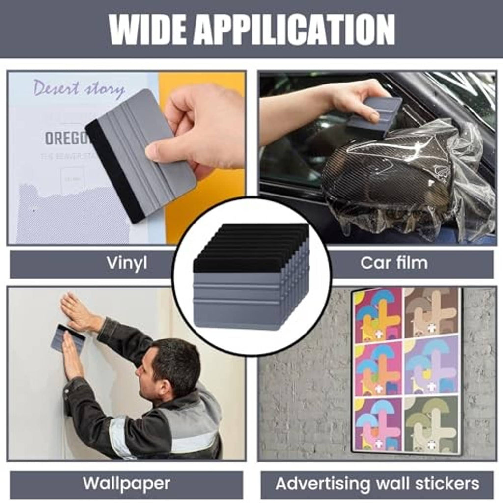 Gray vinyl squeegee with black felt edge for window film, wallpaper, and stickers