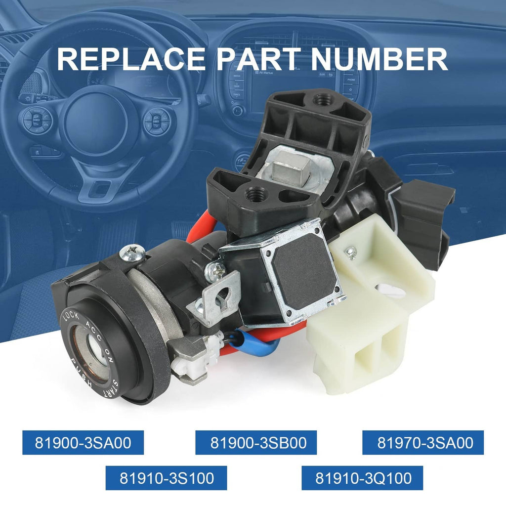 Ignition lock switch assembly with keys and wiring harness, shown from the side