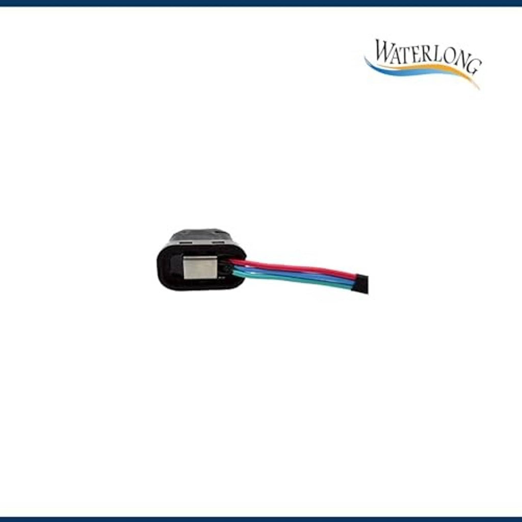Black switch connector housing with red, blue, and green wire leads