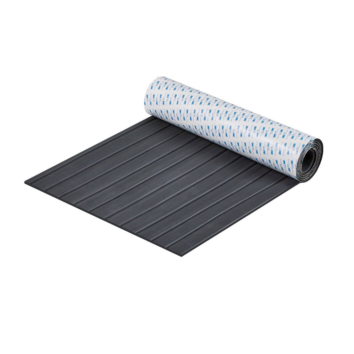 Dark gray EVA faux teak boat deck flooring sheet, rolled backing included