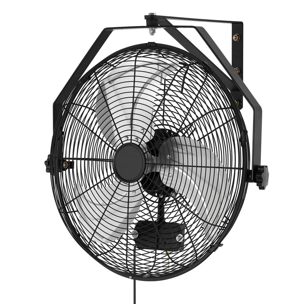 Uimoso wall-mounted 18-inch fan with black wire grille and 3-blade propeller