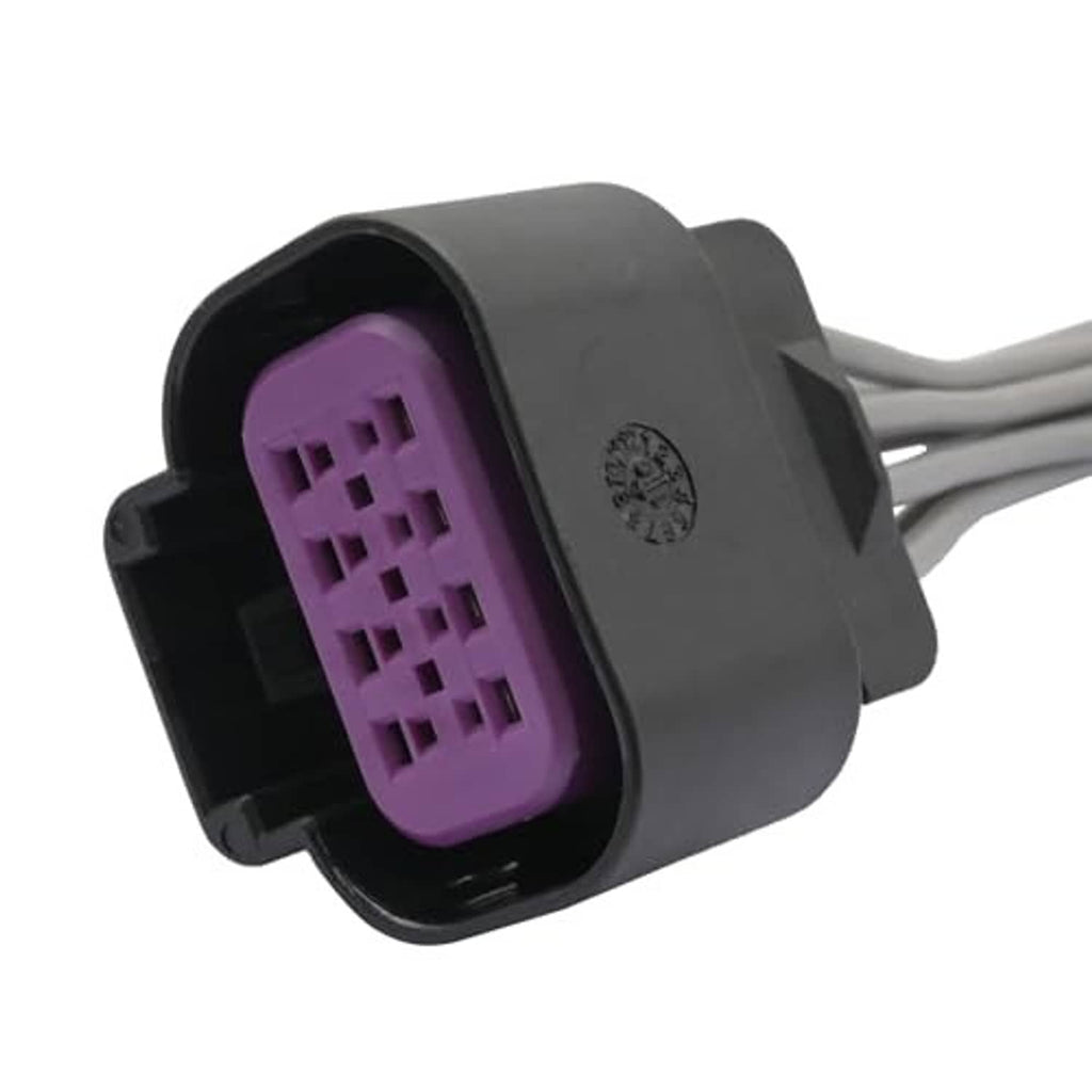 Throttle body actuator electrical connector pigtail with purple multi-pin plug and wire leads