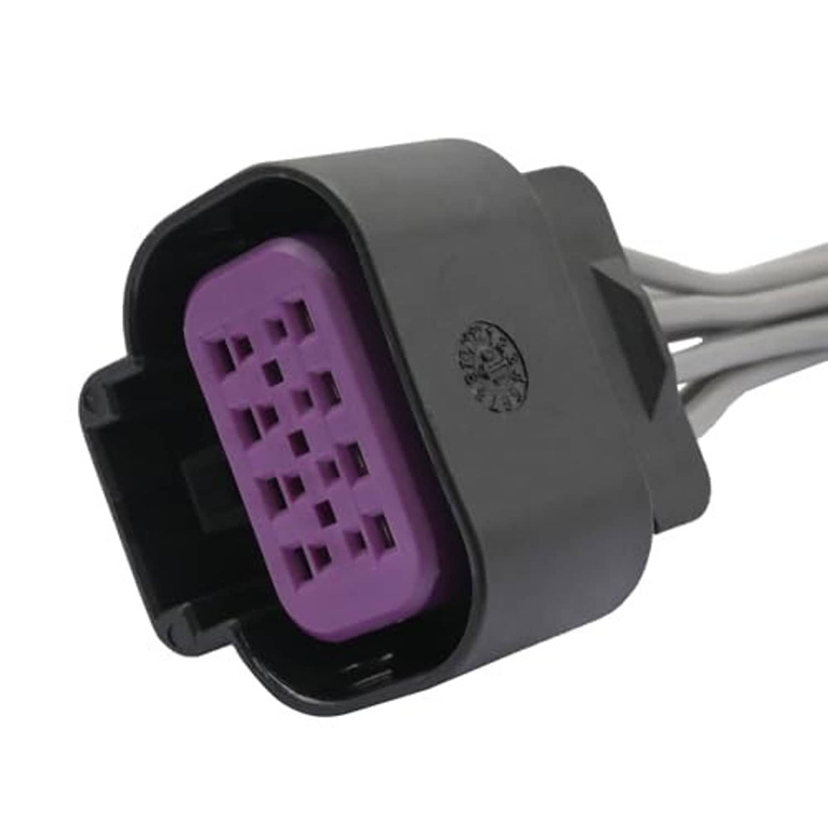 Throttle body actuator electrical connector pigtail with purple multi-pin plug and wire leads