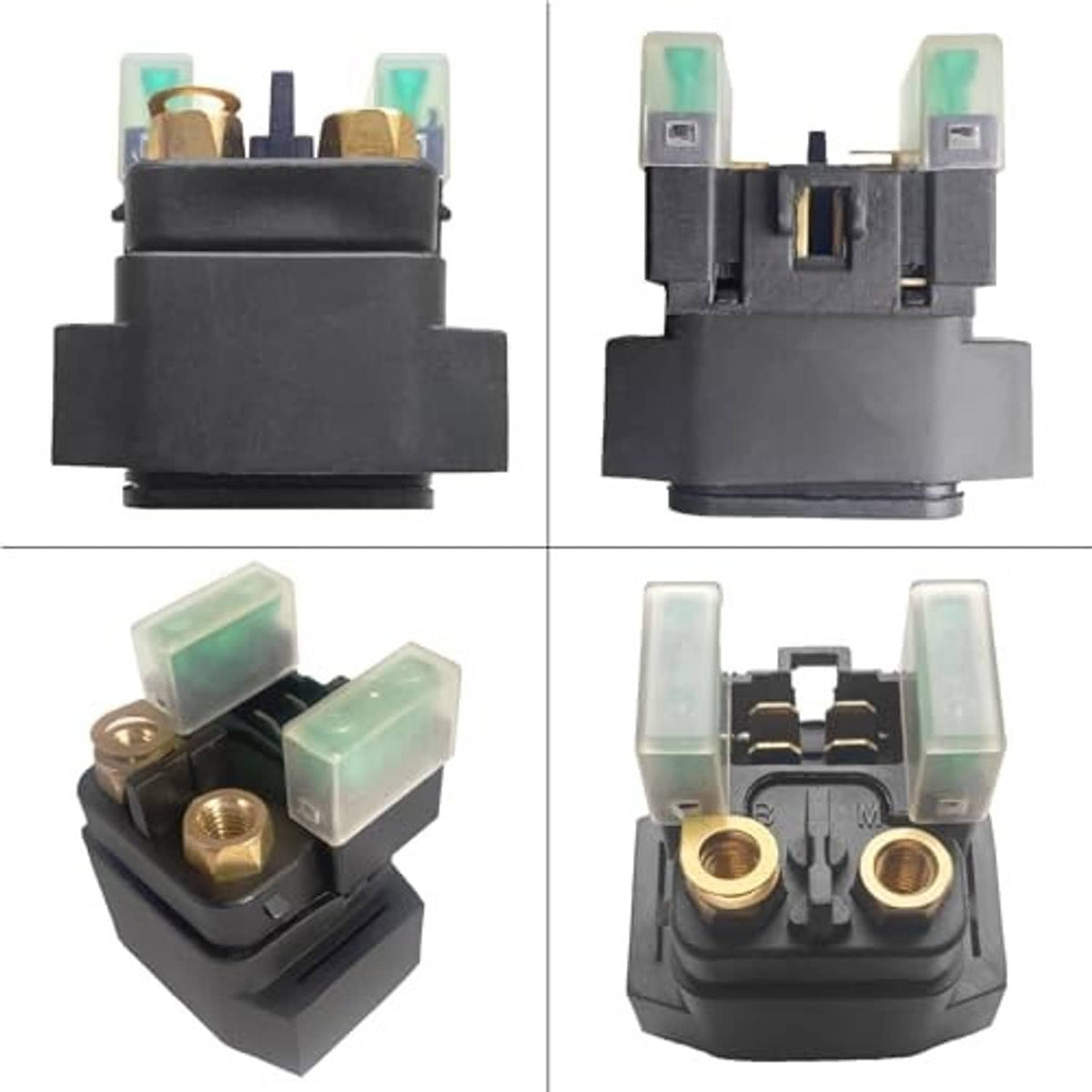 CDI relay terminals with clear covers and brass screws on black housing