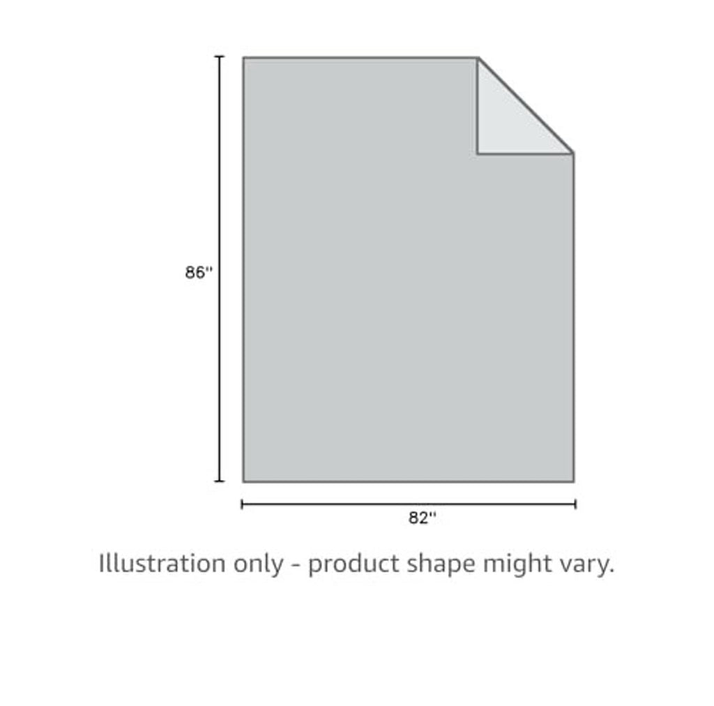Full comforter set size illustration, 82 in wide x 86 in long