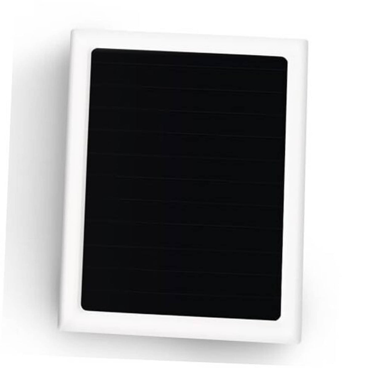 White-framed solar panel charger with black photovoltaic panel, front view