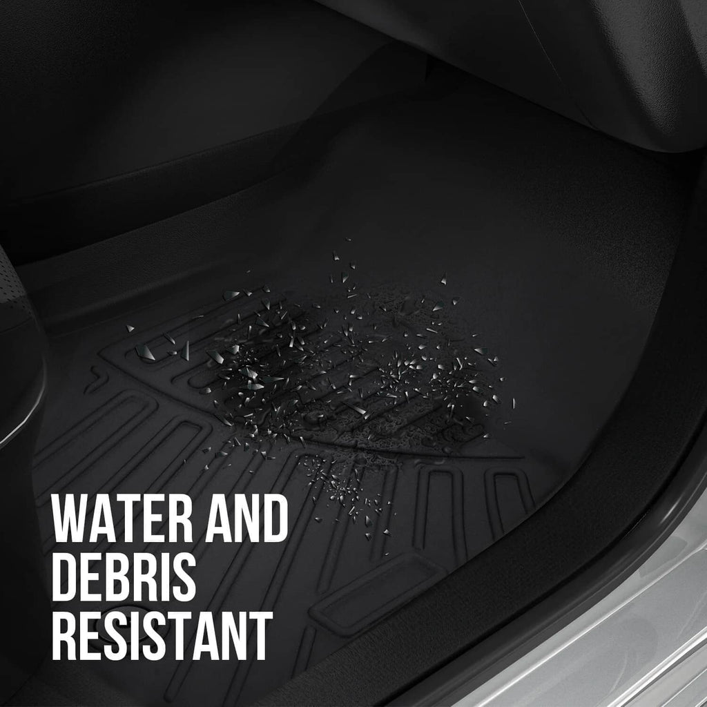 Black all-weather cargo liner with water- and debris-resistant textured tread