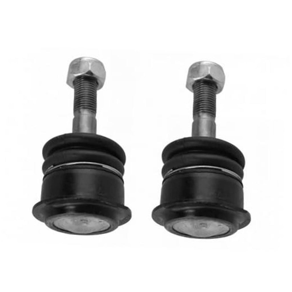 Pair of front upper ball joints with black rubber boots and galvanized bolts