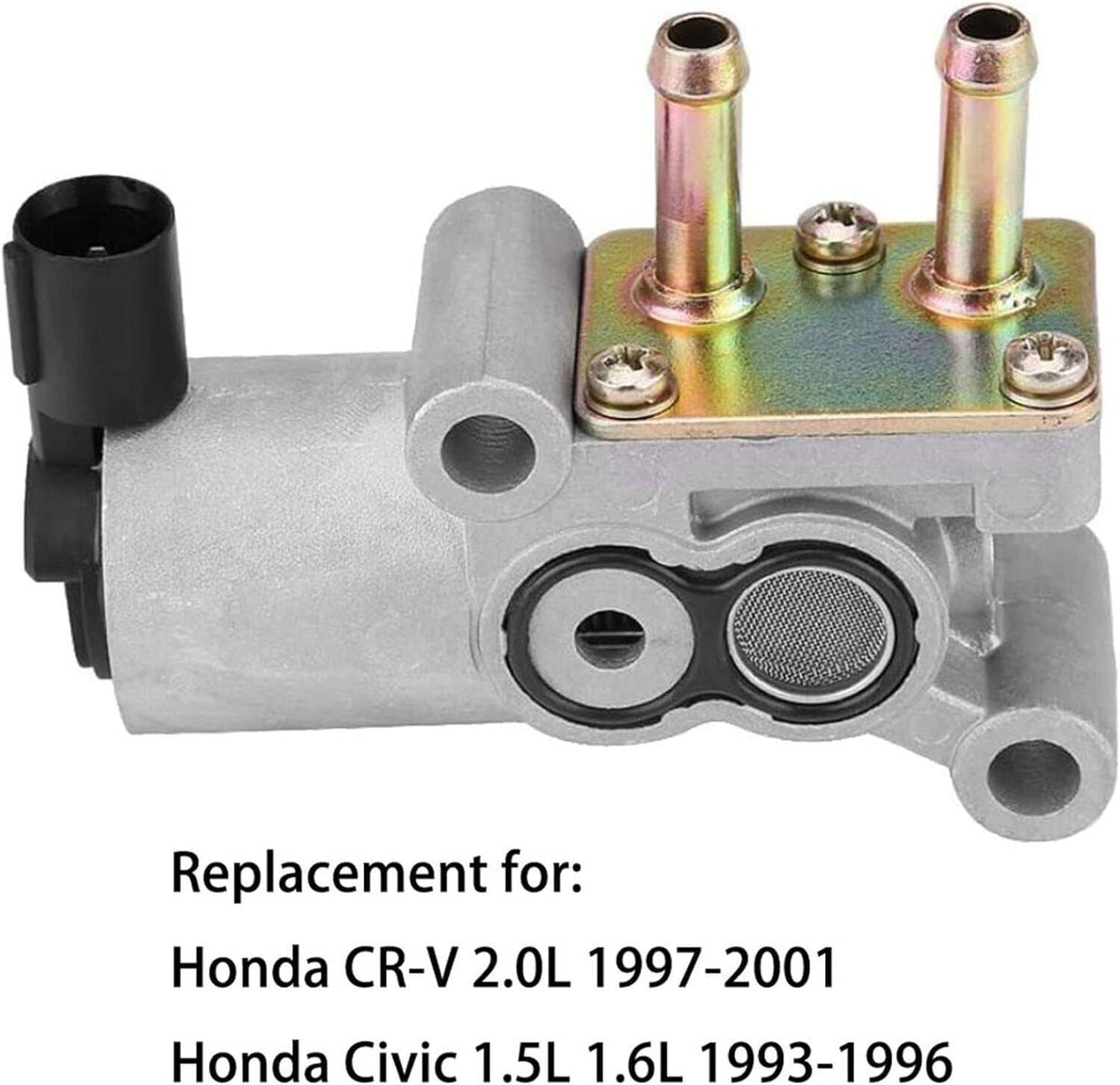Idle Air Control Valve showing black sensor opening and mesh screen on silver body