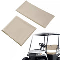 Tan golf cart seat cushion cover and seat back cover set, two-piece flat view