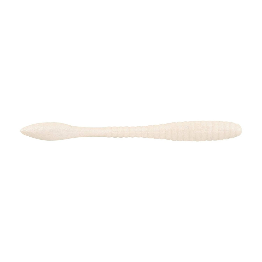PowerBait Maxscent soft plastic worm bait, 4.25 in, white pearl