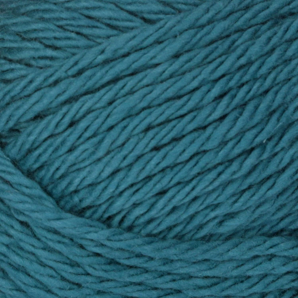 Close-up of teal-blue twisted yarn strands for easy crafting