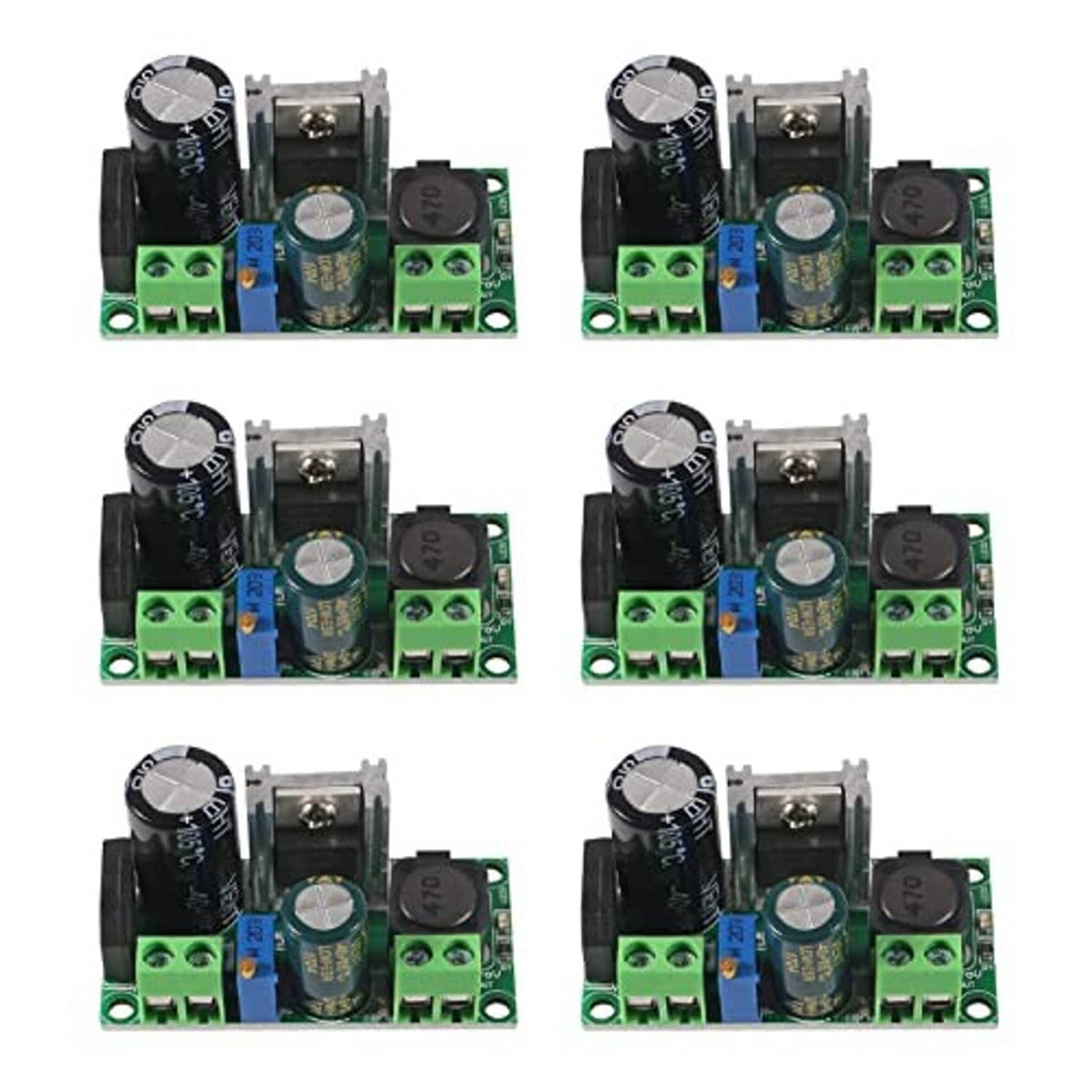6-pack AC/DC to DC step-down buck converter modules with green screw terminals