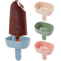 Set of silicone popsicle holders in multiple colors, each with a 2-slot tray top