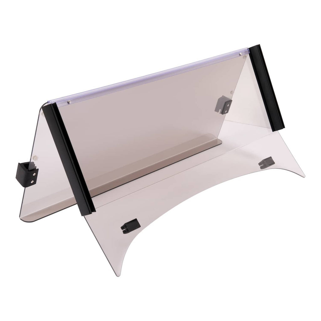 Tinted fold-down golf cart windshield with light-tint panel and large black end bars