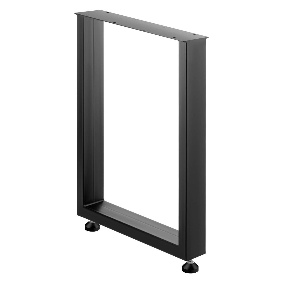 Black metal table legs frame with rectangular inner opening and four rubber leveling feet