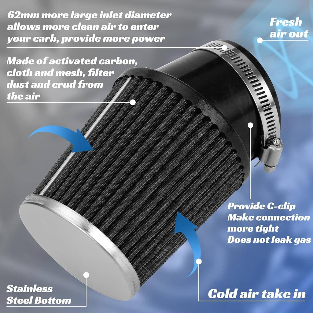 Black ribbed air filter element with metal rim and stainless steel bottom plate
