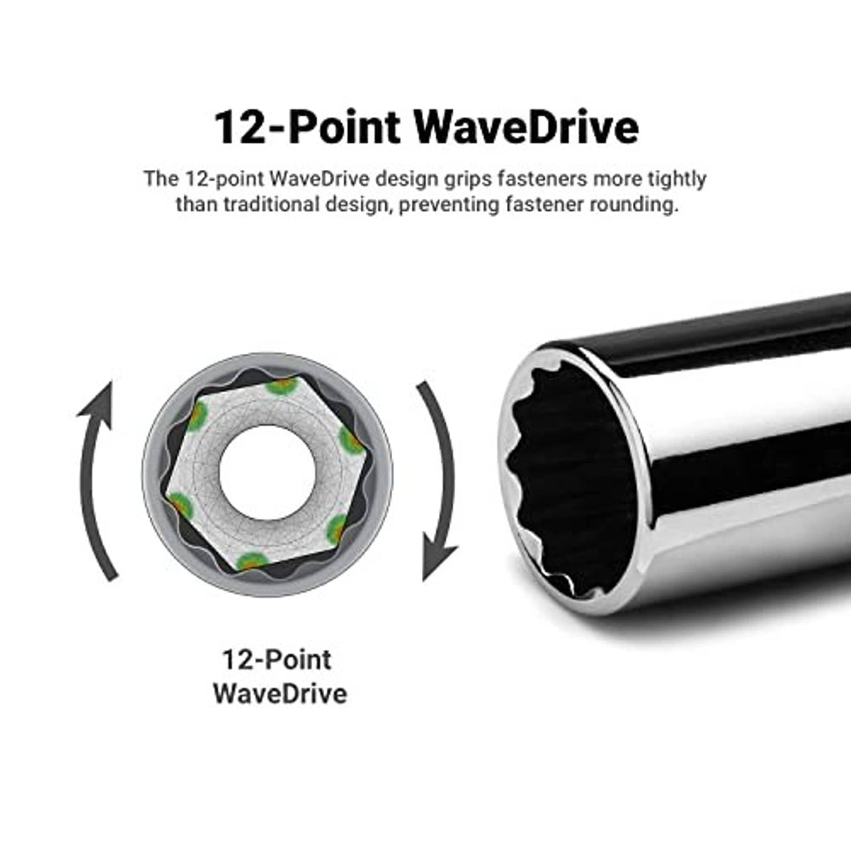 Chrome 12-point socket end with 1/4-inch drive shaft segment