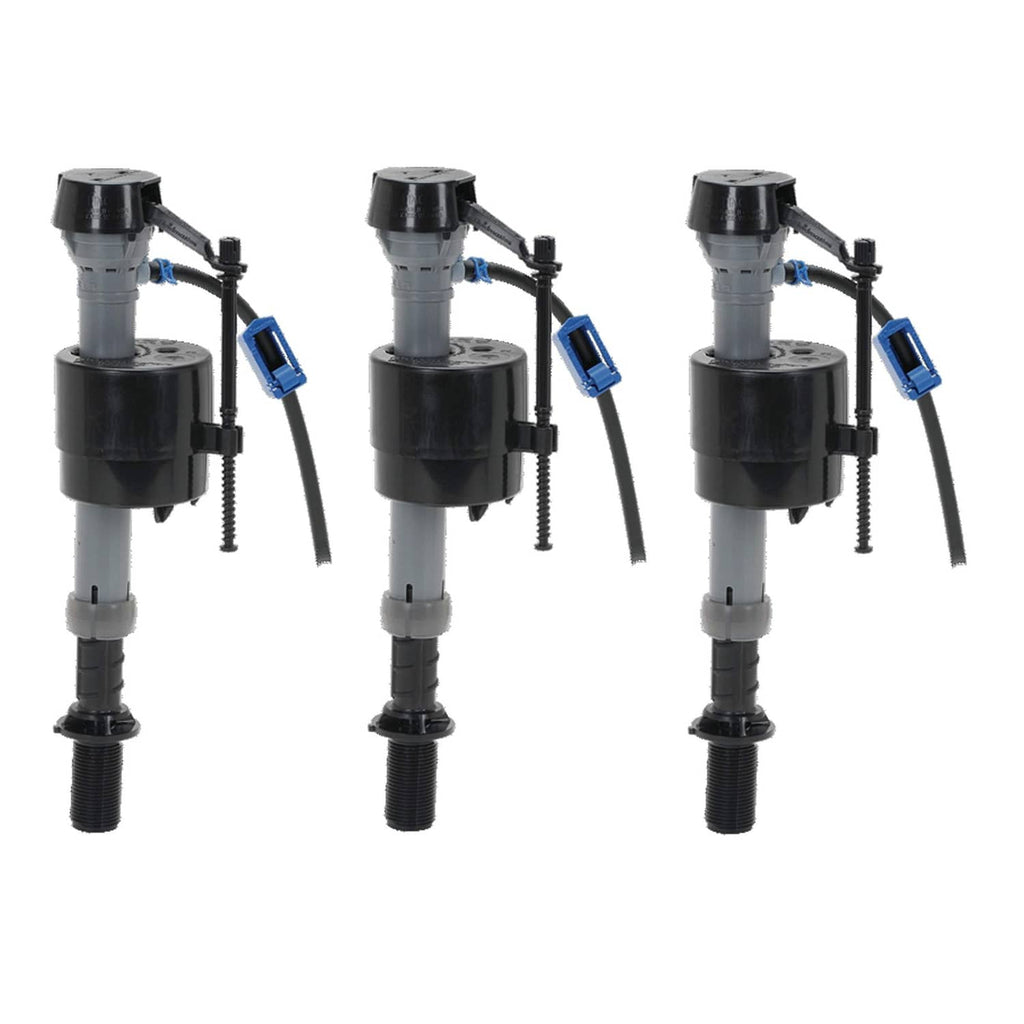 Fluidmaster universal toilet filling valve assembly with blue fill tube and black base