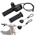 Electric e-bike throttle with digital display, two grips, and connected NFC key fobs
