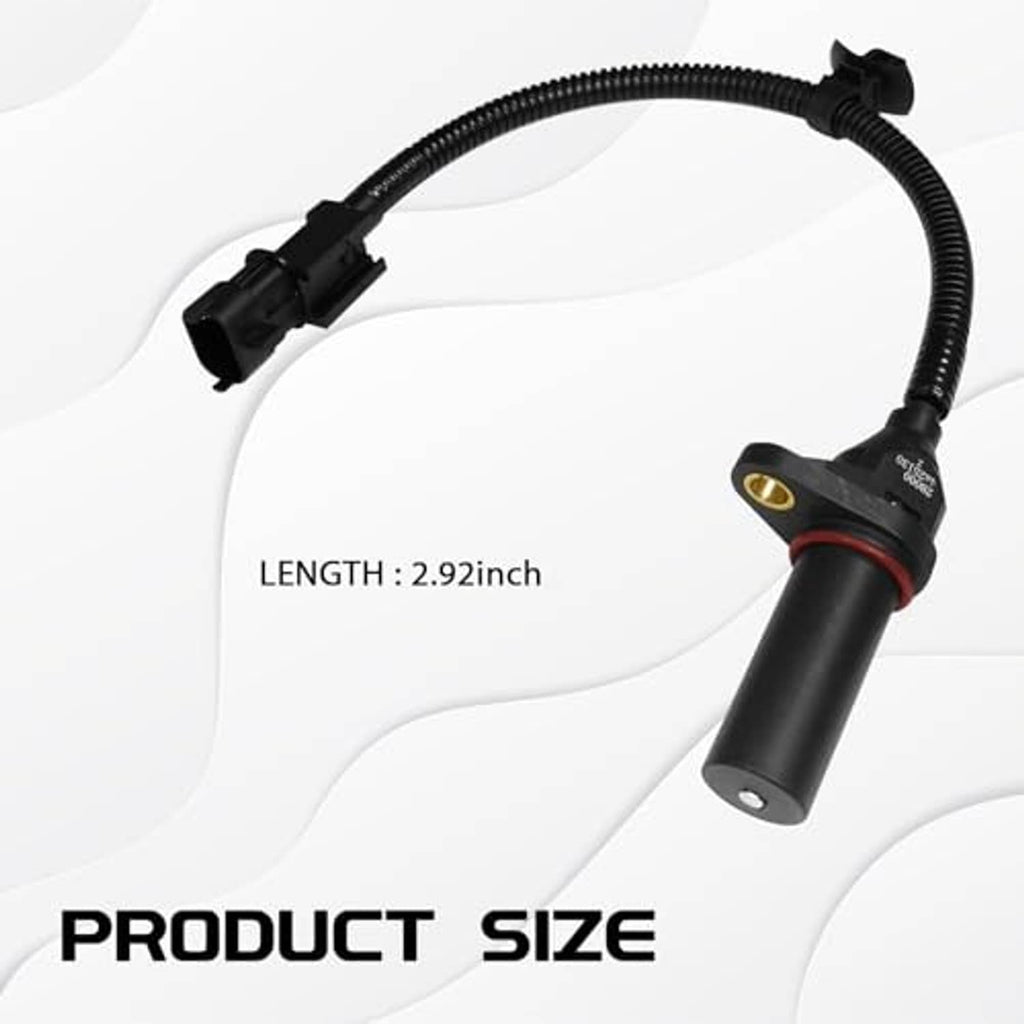 Black crankshaft position sensor with curved wiring loom and two electrical connectors