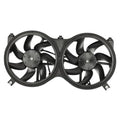 Dual electric engine cooling fan assembly with two black shrouded fan blades