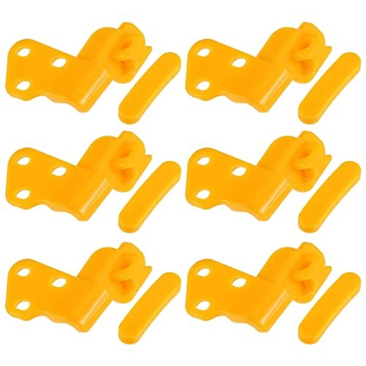 Orange plastic tire changer demount head insert clips, multiple pieces with mounting tabs