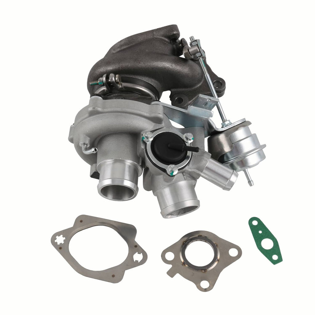 Turbocharger assembly with attached piping and included gasket flanges