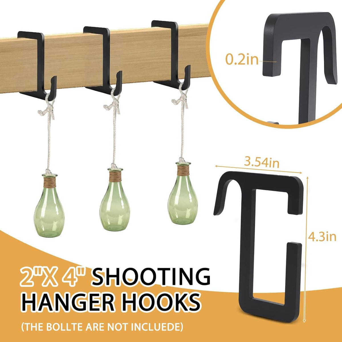 Wood target stand brackets with black hanger hooks and hanging chain loops