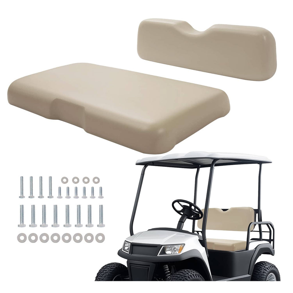 Stone front seat cushion and backrest set for golf cart, beige foam cushions