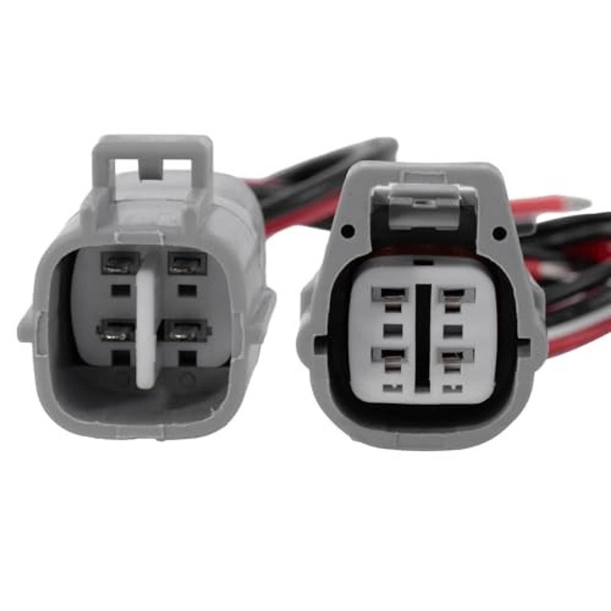 4-pin EFI throttle body wiring connector pair, gray housings with red and black leads