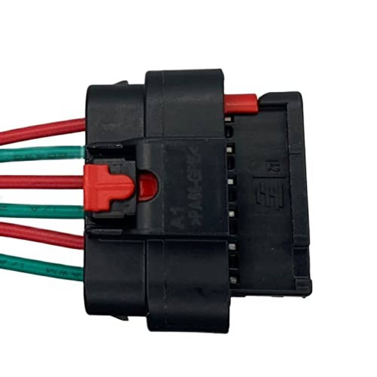 Throttle position sensor connector wiring harness, black connector with red wire and green wires