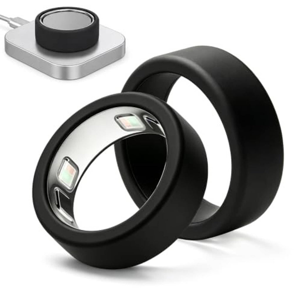 Black silicone smart ring cover sleeves with raised sensor windows