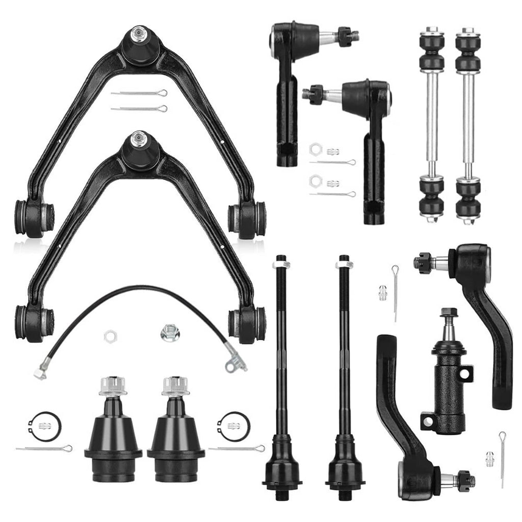 Front control arm, ball joints, and tie rod ends with hardware set