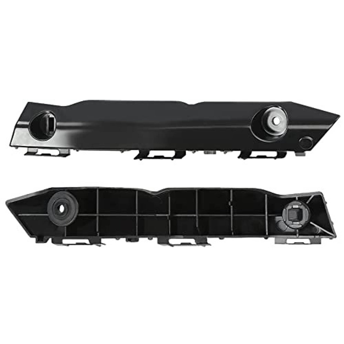 Front bumper bracket set, black brackets showing front openings and circular mount points