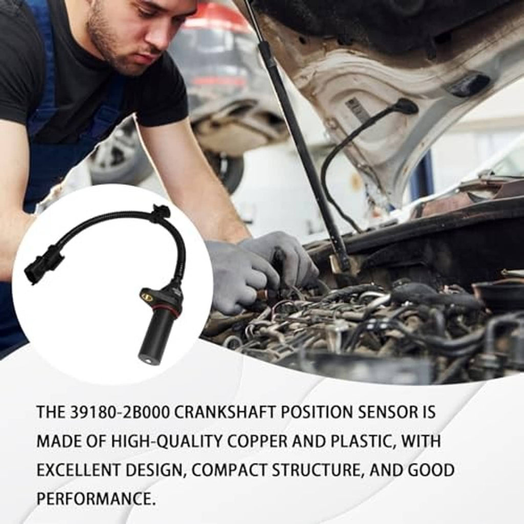 Crankshaft position sensor with black cable harness and cylindrical metal body