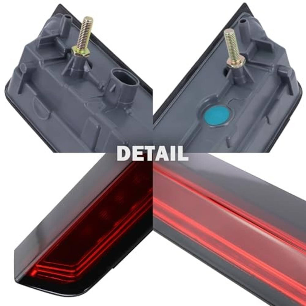 LED stop light bar detail showing red light strip and mounting clip points