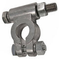 Metal battery terminal post clamp with tightening bolts