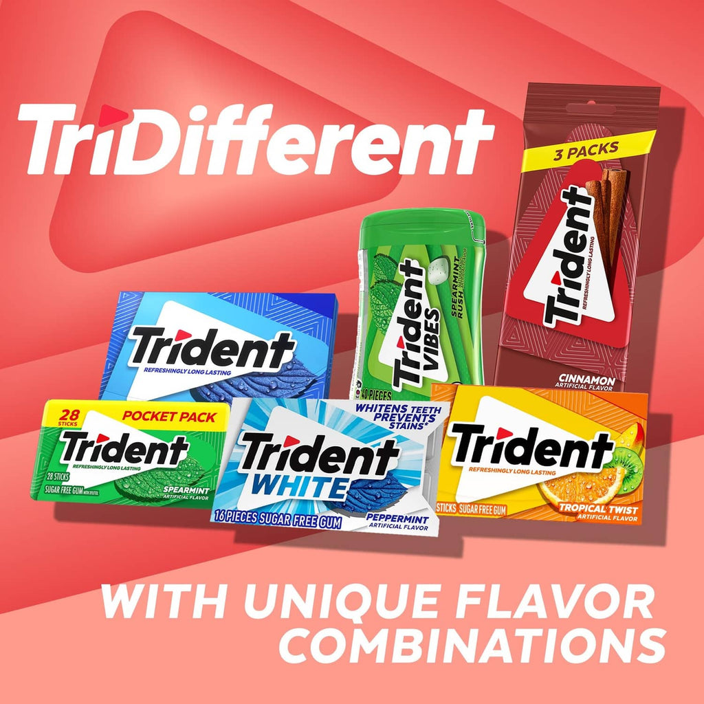 Trident gum variety assortment with cinnamon pack, multiple colored packages