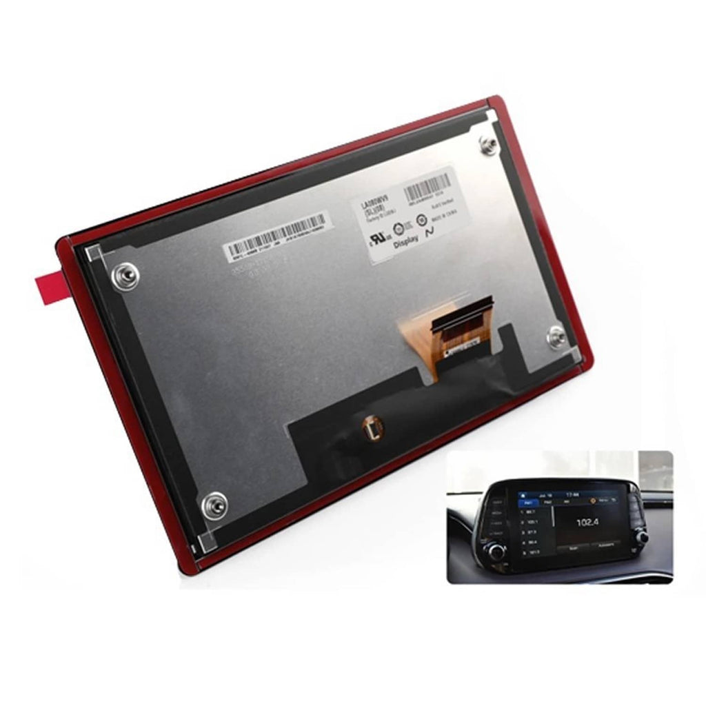 8-inch LCD touch screen display with red frame, angled rear view with inset front screen