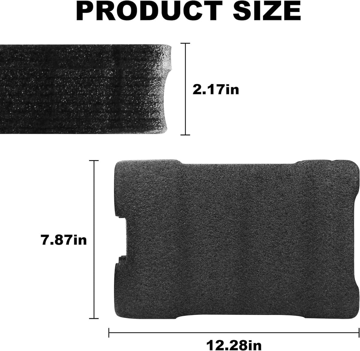 Gray foam insert dimensions: 12.28 in L x 7.87 in W x 2.17 in H