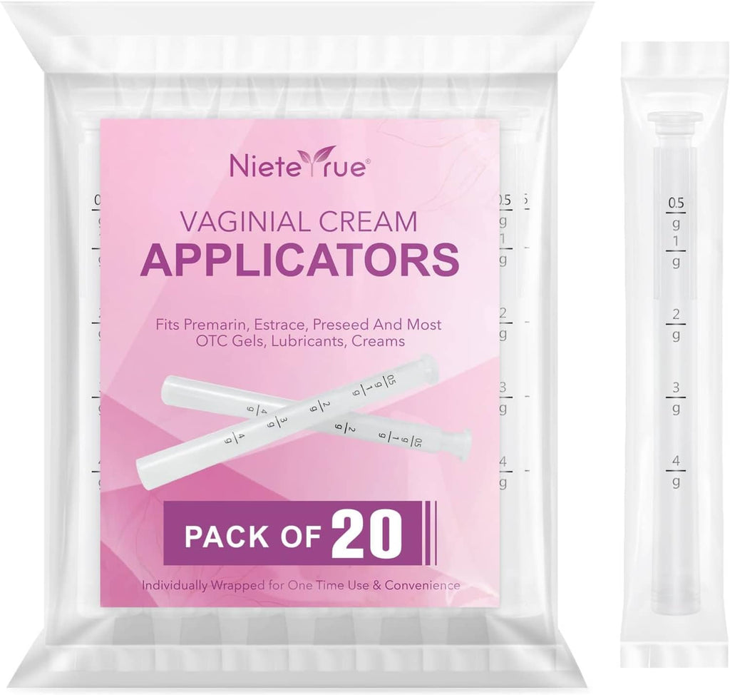 Pack of 20 disposable vaginal cream applicators, individually wrapped, clear dosage markings