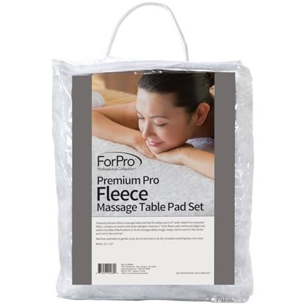 ForPro Premium Pro fleece massage table pad set in clear bag with product label