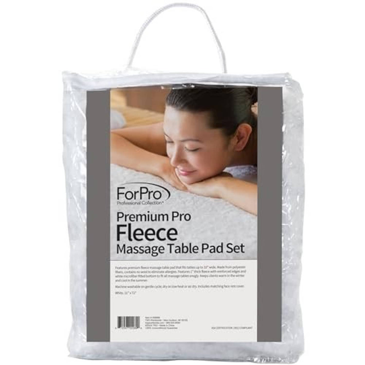ForPro Premium Pro fleece massage table pad set in clear bag with product label
