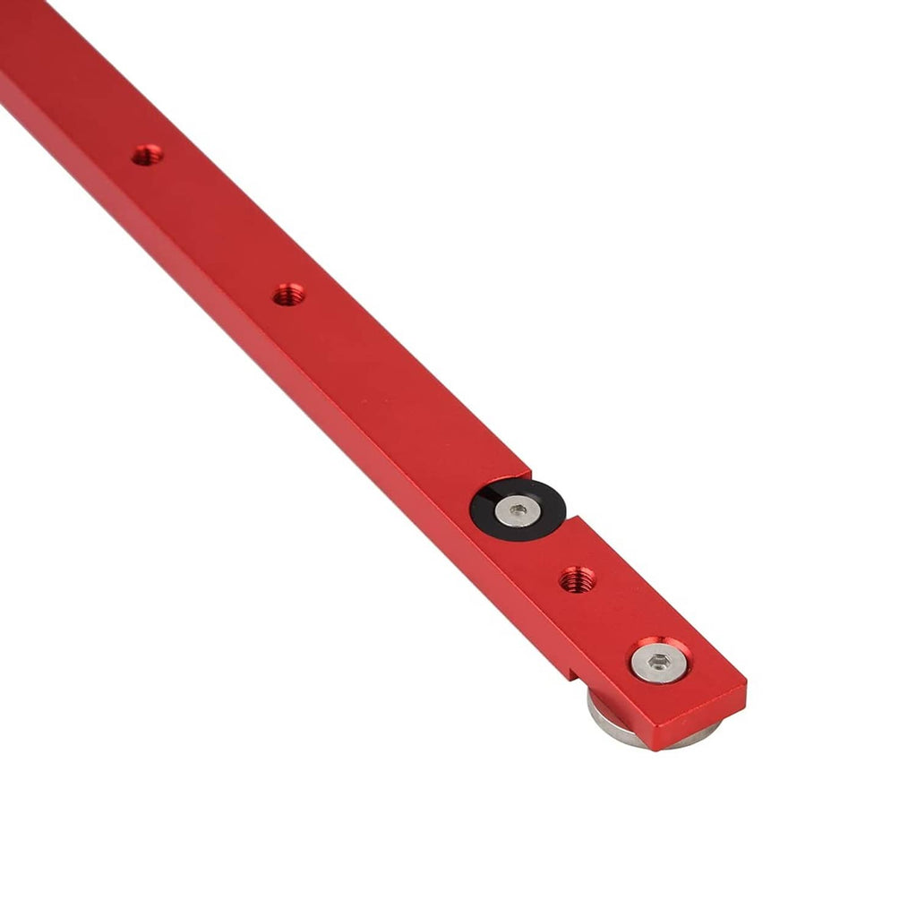 Red aluminum miter bar clamp bar with black base and silver end hardware