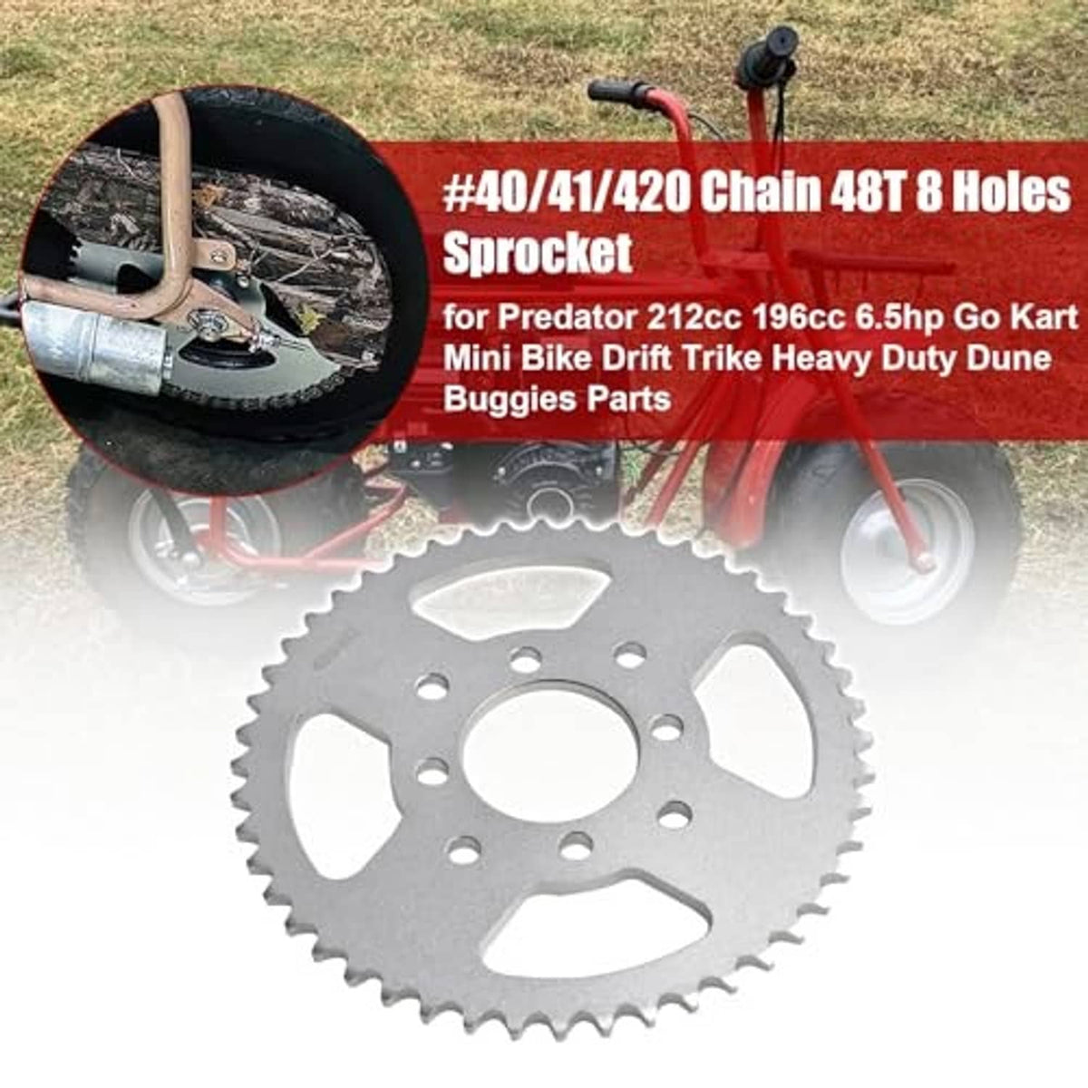 48T steel chain sprocket with 8 mounting holes