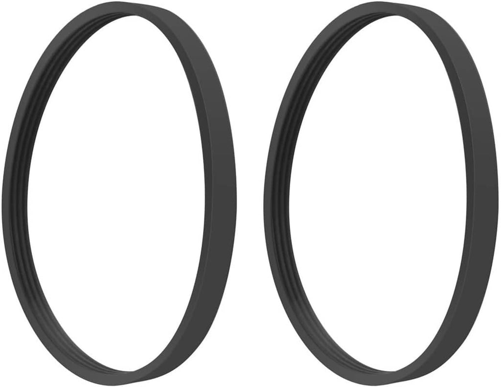 Two dark gray loop drive belts for power transmission