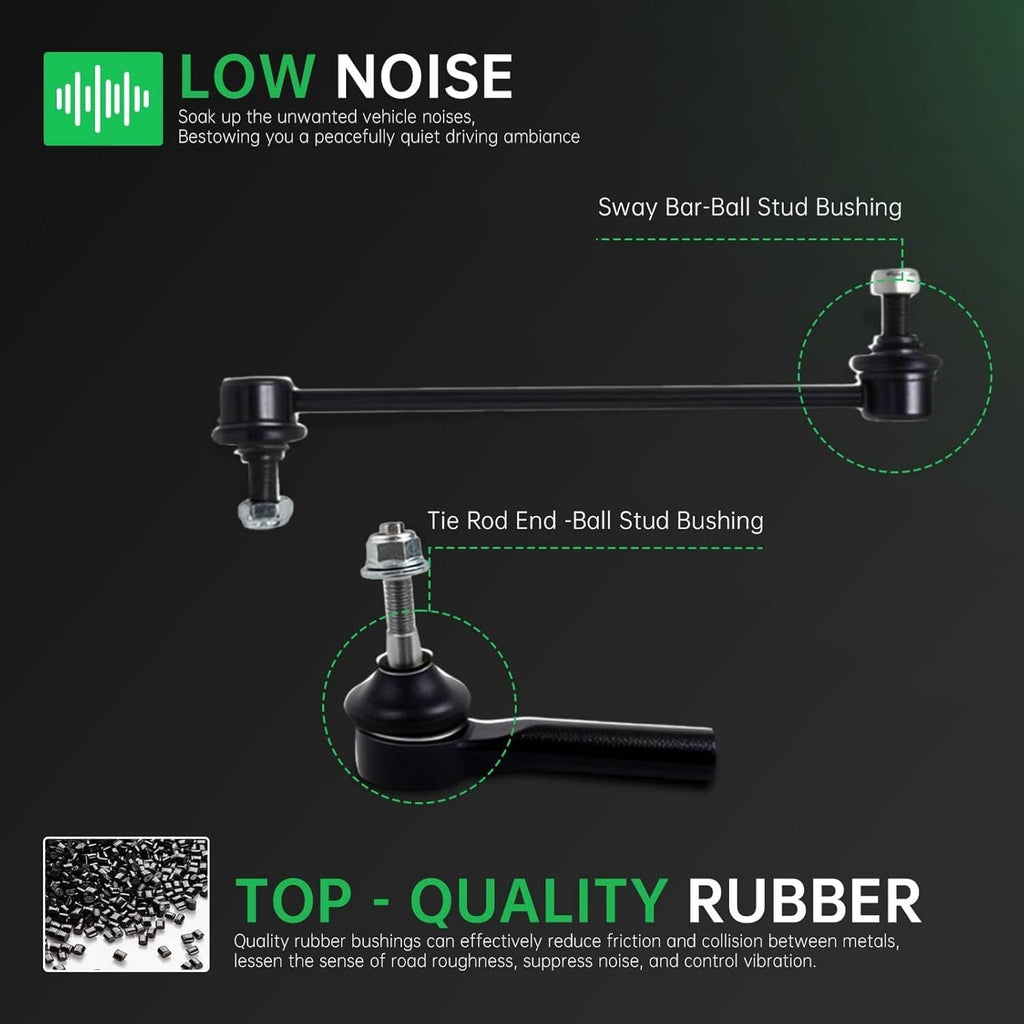 Sway bar ball stud and tie rod end with rubber bushings and metal studs