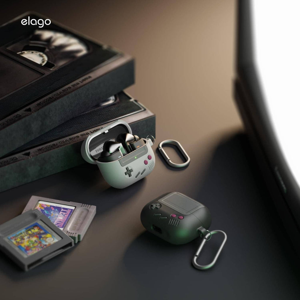 elago green silicone earbud case with keyring loop